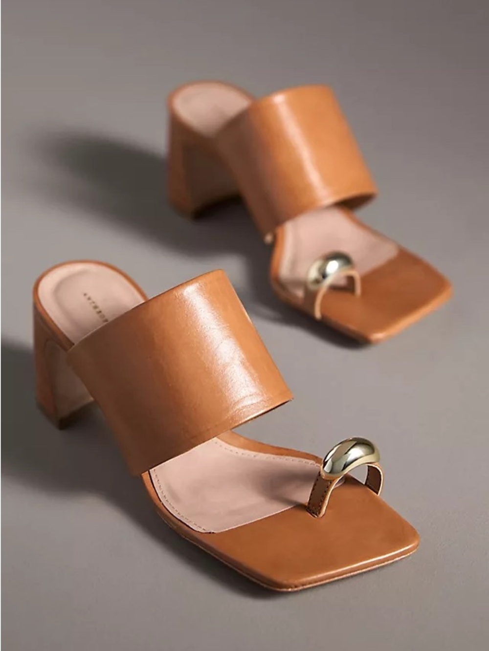 Anthropologie Toe-Ring Block Heel Mules